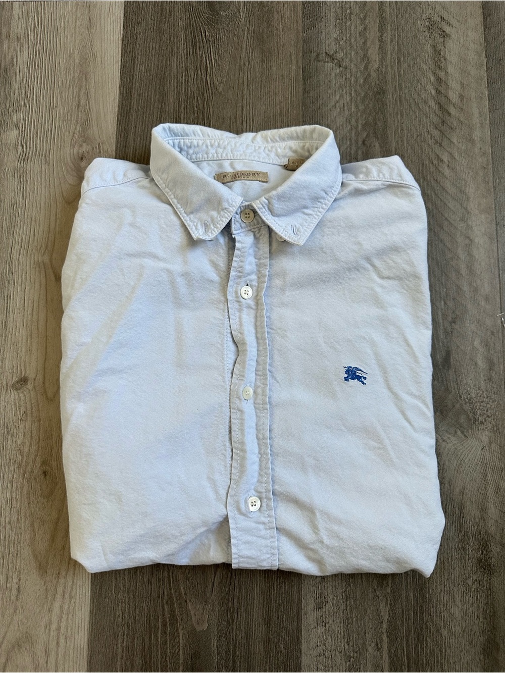 Burberry Light Blue Button-Down Shirt with Blue Logo
